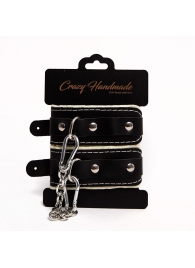 Черные скругленные наручники с мягкой бежевой подкладкой - Crazy Handmade - купить с доставкой в Иваново