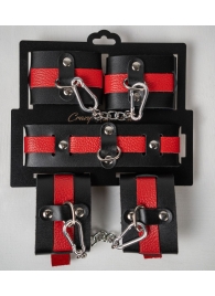 Черно-красный набор фиксаций: наручники, оковы и ошейник - Crazy Handmade - купить с доставкой в Иваново
