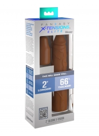 Коричневая насадка на член 2  Silicone X-tension - 20,3 см. - Pipedream - в Иваново купить с доставкой