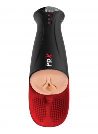 Телесный мастурбатор-вагина в черной колбе с вибрацией Fuck-O-Matic Pro XL - Pipedream - в Иваново купить с доставкой