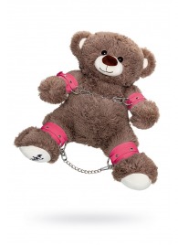 Бондажный набор: бурый мишка с розовыми оковами и наручниками - Pecado - купить с доставкой в Иваново