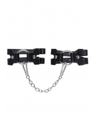 Черные кожаные оковы из двух ремешков - Pecado - купить с доставкой в Иваново