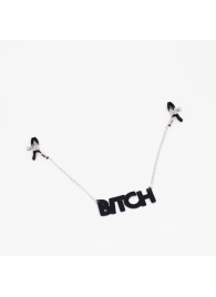 Зажимы на соски с кожаной подвеской Bitch - Crazy Handmade - купить с доставкой в Иваново