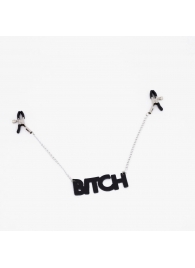 Зажимы на соски с кожаной подвеской Bitch - Crazy Handmade - купить с доставкой в Иваново