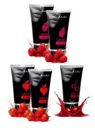 Набор из 5 съедобных лубрикантов JUJU (клубника х 2, малина х 2, вишня) - JuJu - купить с доставкой в Иваново