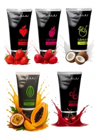 Набор из 5 съедобных лубрикантов JUJU (клубника, малина, тропические фрукты, вишня, кокос) - JuJu - купить с доставкой в Иваново