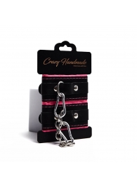 Черно-розовые скругленные наручники с мягкой подкладкой - Crazy Handmade - купить с доставкой в Иваново