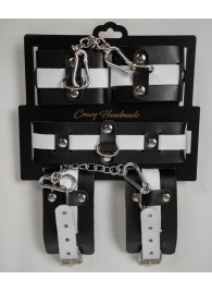 Набор фиксаторов из черной и белой натуральной кожи - Crazy Handmade - купить с доставкой в Иваново