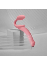 Розовый безремневой страпон Strap-on-me Semi-Realistic Bendable Strap-On size M - Strap-on-me - купить с доставкой в Иваново