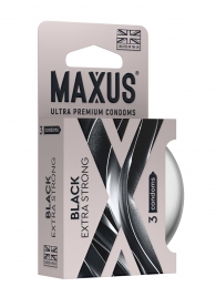 Черные утолщенные презервативы MAXUS Extra Strong с железным кейсом - 3 шт. - Maxus - купить с доставкой в Иваново