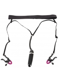 Женские вибростринги с зажимами для половых губ Spreader String with Vibrator - Orion - купить с доставкой в Иваново