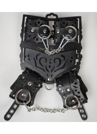 Черный ажурный кожаный набор фиксаций - Crazy Handmade - купить с доставкой в Иваново