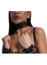 Черный ажурный чокер с золотистой фурнитурой - Crazy Handmade - купить с доставкой в Иваново