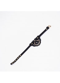 Черный чокер с клепками и золотистой фурнитурой - Crazy Handmade - купить с доставкой в Иваново