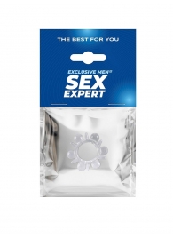 Прозрачное эрекционное кольцо с шариками и шипами - Sex Expert - в Иваново купить с доставкой