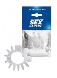 Эластичное эрекционное кольцо с шариками и лучами - Sex Expert - в Иваново купить с доставкой