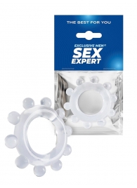 Прозрачное эрекционное кольцо со стимулирующими шариками - Sex Expert - в Иваново купить с доставкой