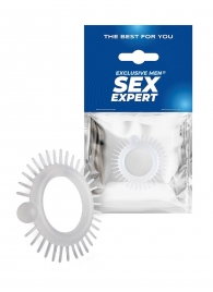 Эластичное эрекционное кольцо с шипиками и шариком - Sex Expert - в Иваново купить с доставкой