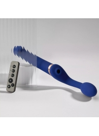 Синий безремневой страпон Multi Orgasm Bendable Strap-On size L с клиторальной стимуляцией - Strap-on-me - купить с доставкой в Иваново