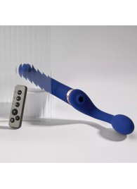 Синий безремневой страпон Multi Orgasm Bendable Strap-On size XL с клиторальной стимуляцией - Strap-on-me - купить с доставкой в Иваново