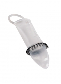 Закрытая насадка на пенис с подхватом мошонки и стимулирующими «ресничками» - Sextaz - в Иваново купить с доставкой