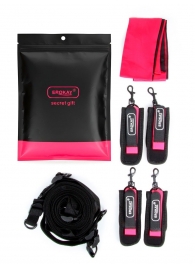 Черно-розовый эротический набор: фиксатор, оковы, наручники, повязка - Erokay - купить с доставкой в Иваново