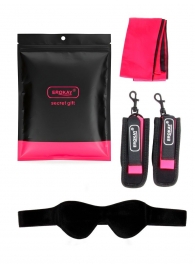 Черно-розовый эротический набор: маска, наручники и повязка - Erokay - купить с доставкой в Иваново