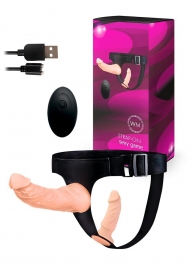Женский страпон с 2 насадками, вибрацией и пультом ДУ - Erowoman-Eroman - купить с доставкой в Иваново