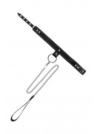 Черный узкий однослойный ошейник с серебристым поводком-цепочкой - Pecado - купить с доставкой в Иваново