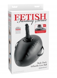 Черный надувной мяч с платформой для фиксации дилдо Body Dock Inflatable Love Ball - Pipedream - купить с доставкой в Иваново