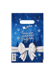 Сине-белый подарочный новогодний пакет с вырубной ручкой (20х30 см) - Сима-Ленд - купить с доставкой в Иваново