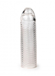 Прозрачная закрытая насадка на пенис с ребрышками - 16 см. - Sex Expert - в Иваново купить с доставкой