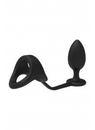 Черное эрекционное кольцо с анальной пробкой Cockstrap With Anal Plug - Dream Toys - в Иваново купить с доставкой