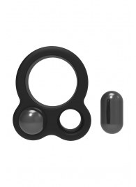 Черное эрекционное кольцо с утяжелителями Cockring Dual Weight - Dream Toys - в Иваново купить с доставкой