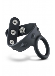 Черное эрекционное кольцо с подхватом мошонки на кнопках VS6 - Blush Novelties - в Иваново купить с доставкой