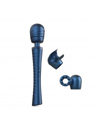 Синий вибромассажёр с насадками Man.wand Edgy - Manwan - в Иваново купить с доставкой