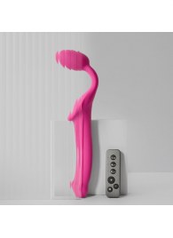 Ярко-розовый безремневой страпон Strap-on-me Vibrating Bendable Strap-On size M - Strap-on-me - купить с доставкой в Иваново