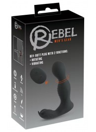 Черная анальная пробка с вибрацией, вращением и пультом ДУ RC Butt Plug with 2 Functions - Orion - в Иваново купить с доставкой