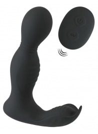 Черная анальная пробка с вибрацией, вращением и пультом ДУ RC Butt Plug with 2 Functions - Orion - в Иваново купить с доставкой