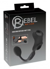 Черное виброкольцо с анальной пробкой Cock Ring with RC Butt Plug - Orion - в Иваново купить с доставкой