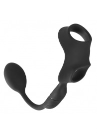 Черное виброкольцо с анальной пробкой Cock Ring with RC Butt Plug - Orion - в Иваново купить с доставкой