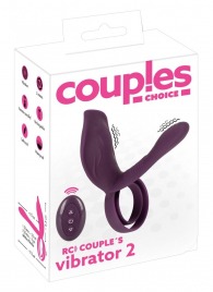 Фиолетовая насадка на член с клиторальным отростком и пультом ДУ RC Couple’s Vibrator 2 - Orion - в Иваново купить с доставкой