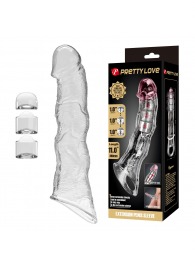 Прозрачный фаллоудлинитель с 3 вставками - 28 см. - Baile - в Иваново купить с доставкой