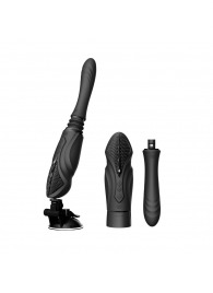 Черная секс-машина с функцией нагрева, насадками и присоской Sesh - Zalo - купить с доставкой в Иваново