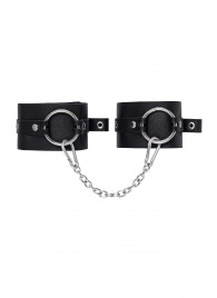 Черные оковы из толстой кожи с люверсами - Pecado - купить с доставкой в Иваново