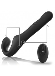 Черный безремневой страпон с вибрацией и возвратно-поступательными движениями - 24 см. - Ibiza - купить с доставкой в Иваново
