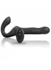 Черный безремневой страпон с вибрацией и возвратно-поступательными движениями - 24 см. - Ibiza - купить с доставкой в Иваново
