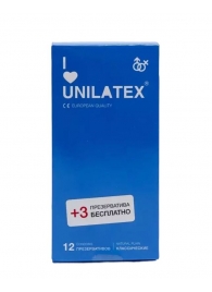 Классические презервативы Unilatex Natural Plain - 12 шт. + 3 шт. в подарок - Unilatex - купить с доставкой в Иваново