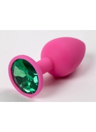 Розовая анальная пробка с зеленым кристаллом - 9,5 см. - 4sexdreaM - купить с доставкой в Иваново