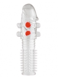 Гелевая прозрачная насадка с шариками и шипами - 14 см. - Toyfa Basic - в Иваново купить с доставкой